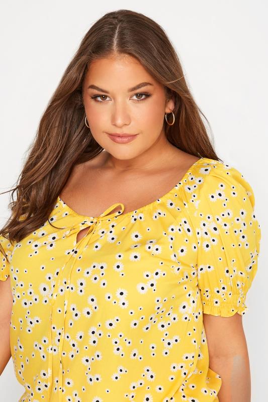 Plus Size Yellow Floral Gyspy Top | Yours Clothing 4