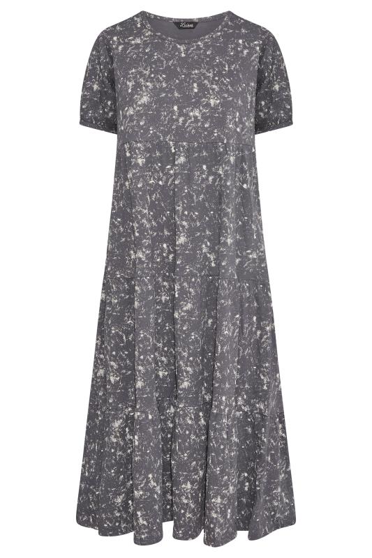 LIMITED COLLECTION Plus Size Grey Acid Wash Cotton Tier Dress | Yours Clothing 6