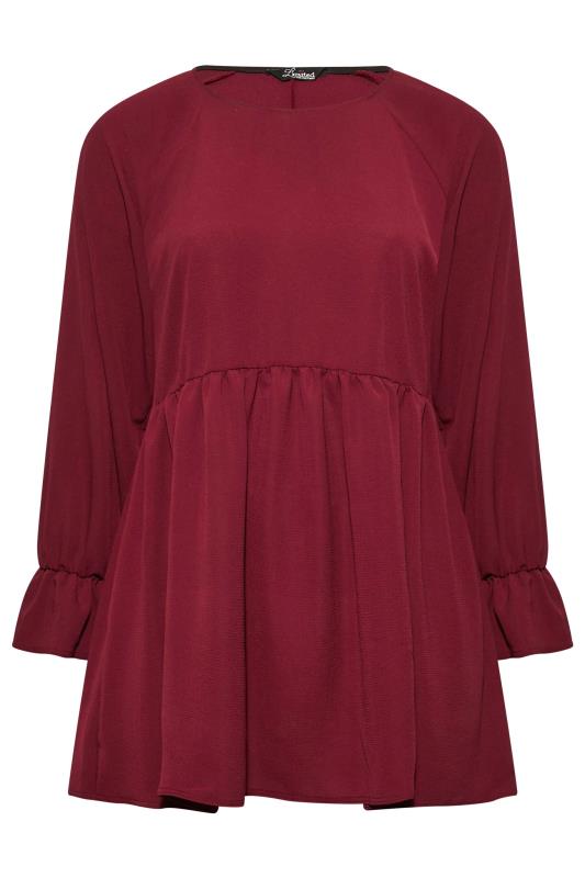 LIMITED COLLECTION Plus Size Burgundy Red Peplum Blouse | Yours Clothing 6