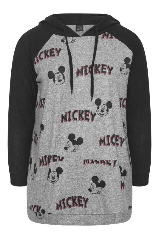 Plus Size DISNEY Grey 'Mickey' Print Soft Touch Hoodie | Yours Clothing 6