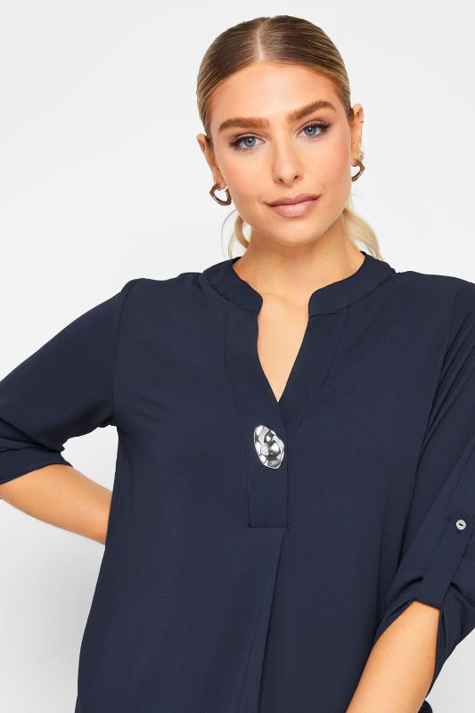 M&Co Navy Blue Long Sleeve Button Blouse | M&Co 4