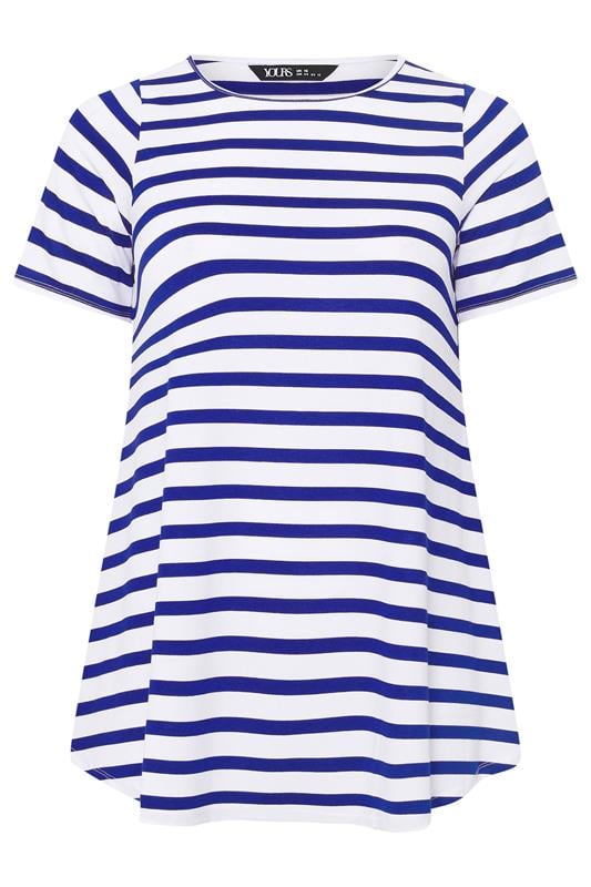 Yours Plus Size Blue Stripe Swing T-Shirt | Yours Clothing 5