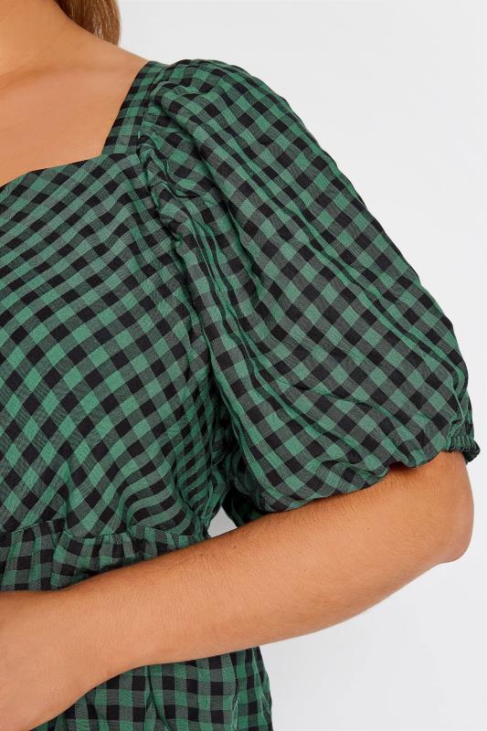 LIMITED COLLECTION Curve Green Gingham Milkmaid Peplum Top 4