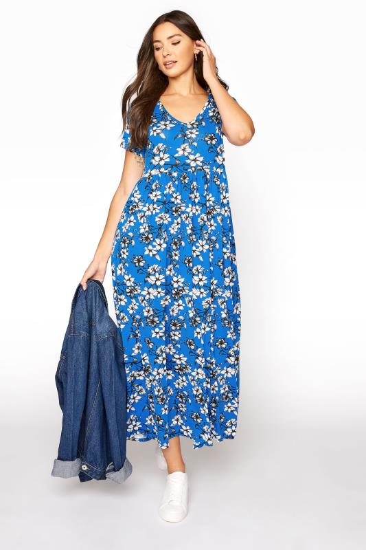 LTS Tall Blue Floral Print Midi Dress 2