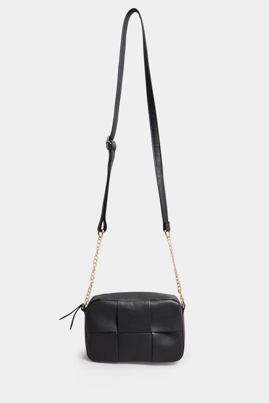 Black Woven Detail Cross Body Bag | Yours Clothing 3