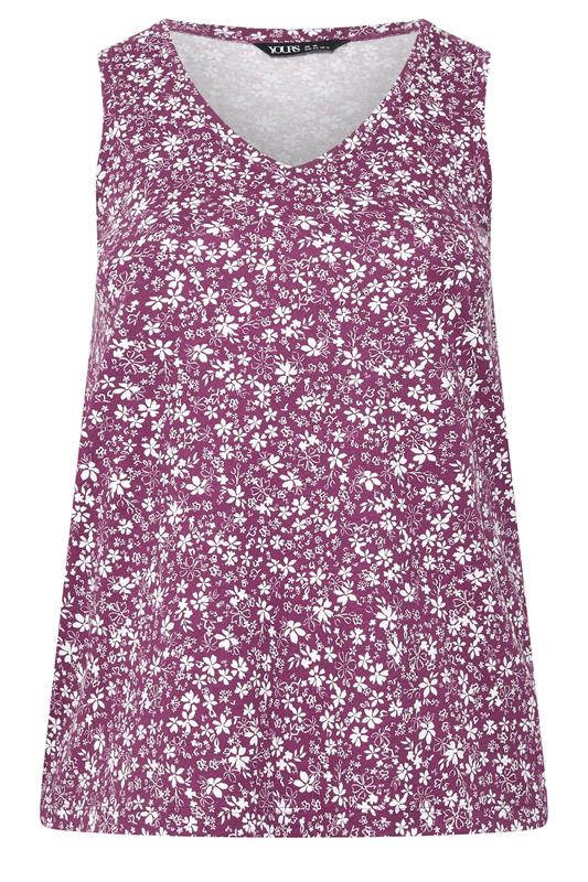 YOURS Plus Size Purple Floral Vest Top | Yours Clothing 1