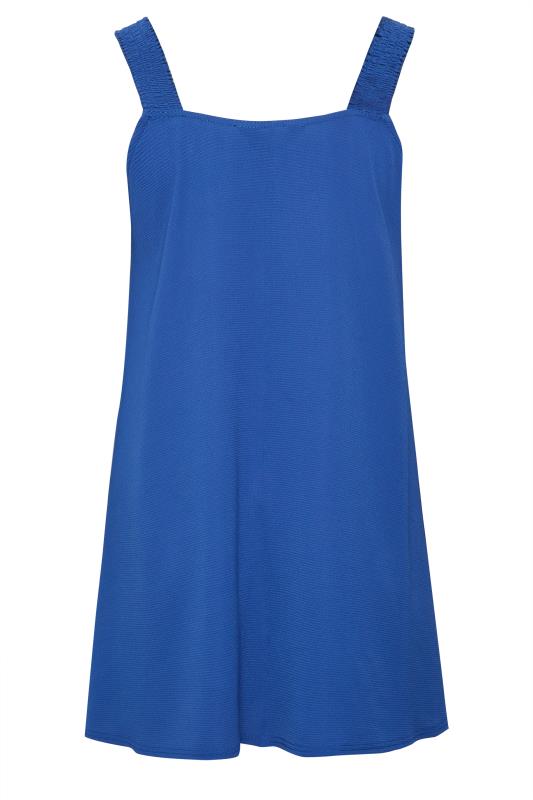 LIMITED COLLECTION Plus Size Blue Shirred Strap Cami Vest Top | Yours Clothing 8