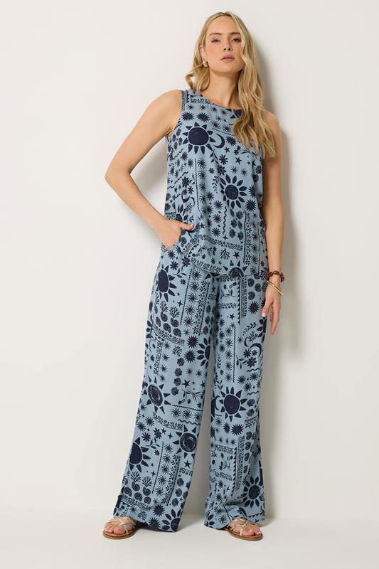 LTS Tall Blue Coastal Print Sleeveless Top | Long Tall Sally 2