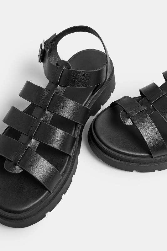 Black Chunky Gladiator Sandals In Wide E Fit & Extra Wide EEE Fit | Yours Clothing 5