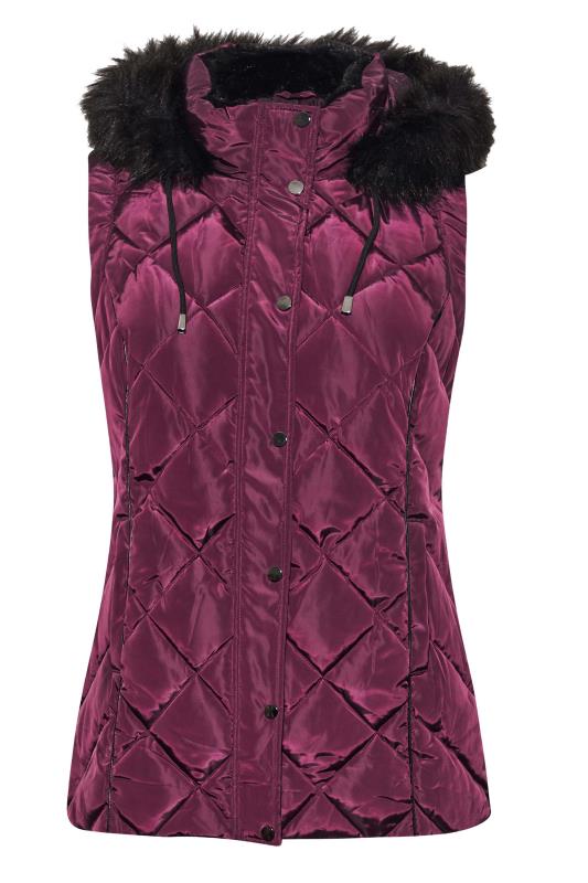 Plus Size Purple Diamond Quilted Gilet | Yours Clothing 6