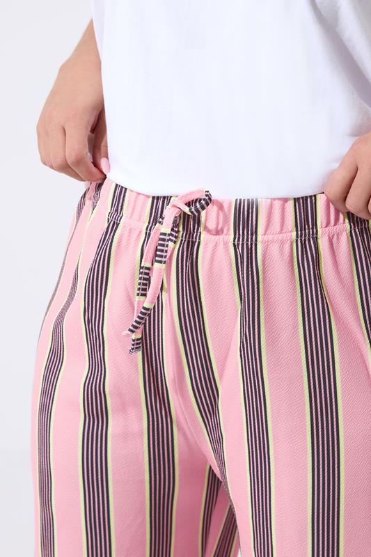 LIMITED COLLECTION Plus Size Pink Striped Wide Leg Trousers | Yours Clothing 4