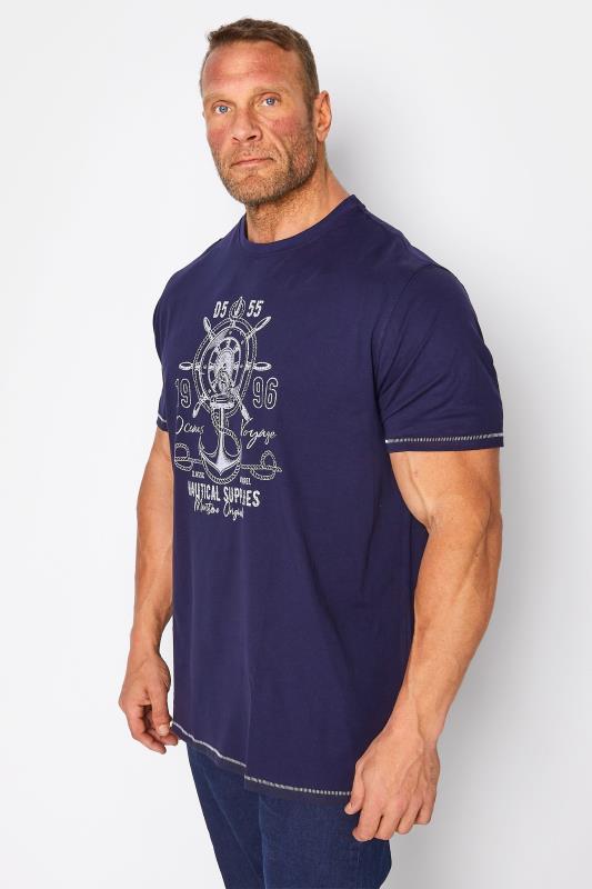 D555 Navy Blue 'Nautical Supplies' Printed T-Shirt | BadRhino 1
