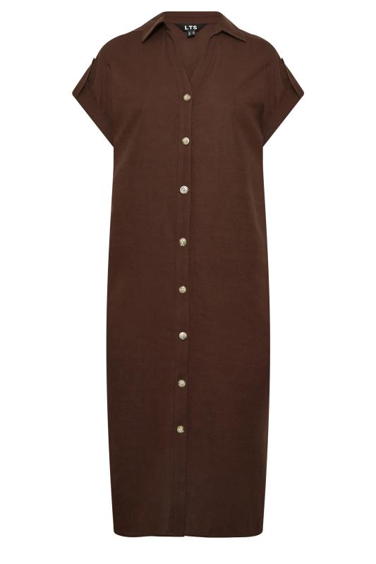 LTS Tall Women's Chocolate Brown Linen Look Dress | Long Tall Sally 6