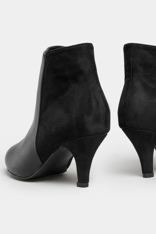 Black Faux Suede & Leather Contrast Shoe Boots In Wide E Fit | Yours Clothing 4