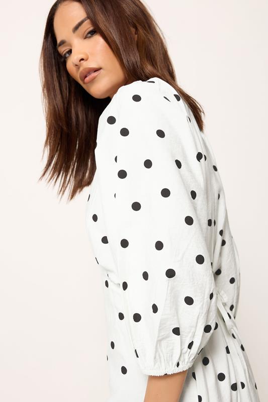 PixieGirl Petite Women's White Polka Dot Cotton Midi Dress | PixieGirl 5
