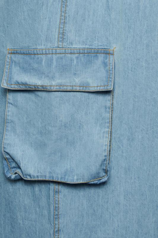 YOURS Plus Size Blue Split Hem Denim Midi Skirt | Yours Clothing  5