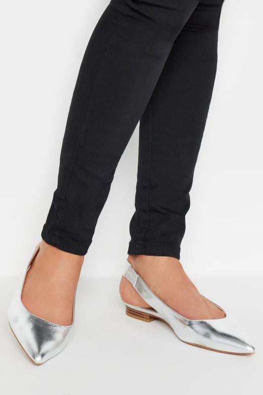 LTS Silver Slingback Point Pumps In Standard Fit | Long Tall Sally 1