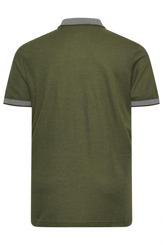 BadRhino Big & Tall Khaki Green Two Tone Waffle Polo Shirt | BadRhino 6
