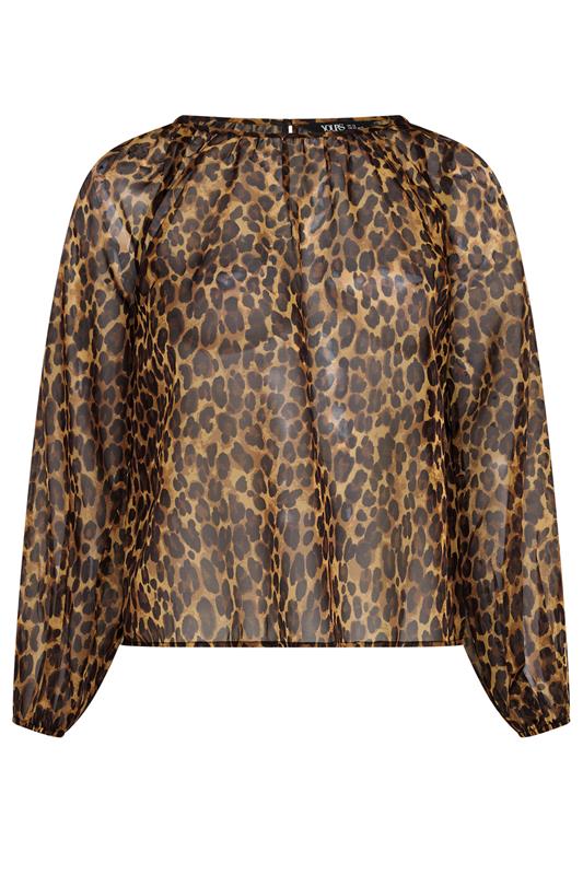 YOURS Plus Size Brown Leopard Chiffon Top | Yours Clothing 5
