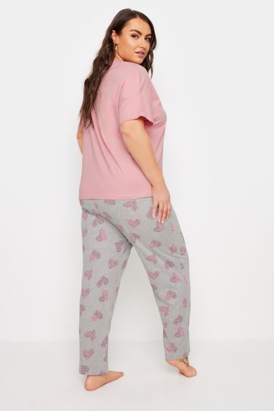 YOURS 4 PACK Plus Size Grey Love Heart Print Pyjama Set | Yours Clothing 6