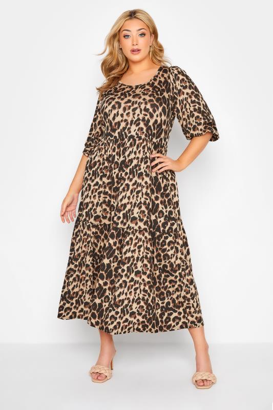 Plus Size Beige Brown Leopard Print Maxi Dress | Yours Clothing 2