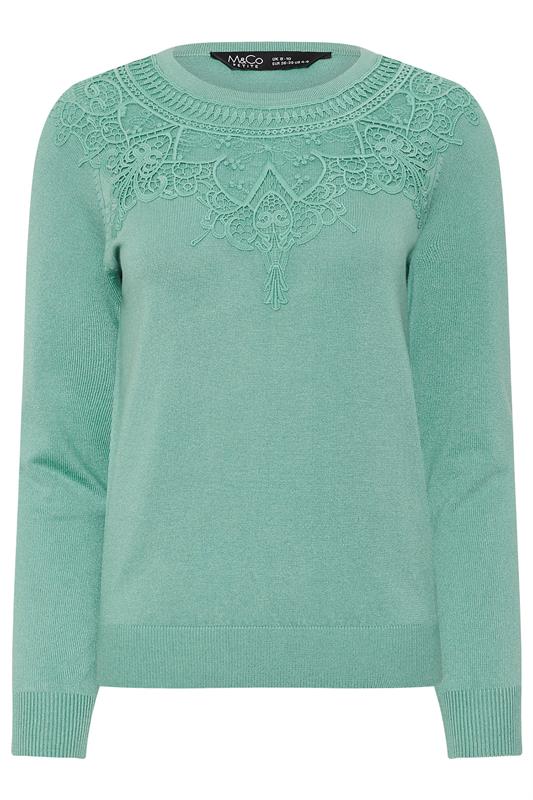 M&Co Petite Green Lace Trim Jumper | M&Co 5