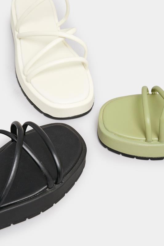 PixieGirl Sage Green Strappy Flatform Sandals In Standard Fit | PixieGirl 7