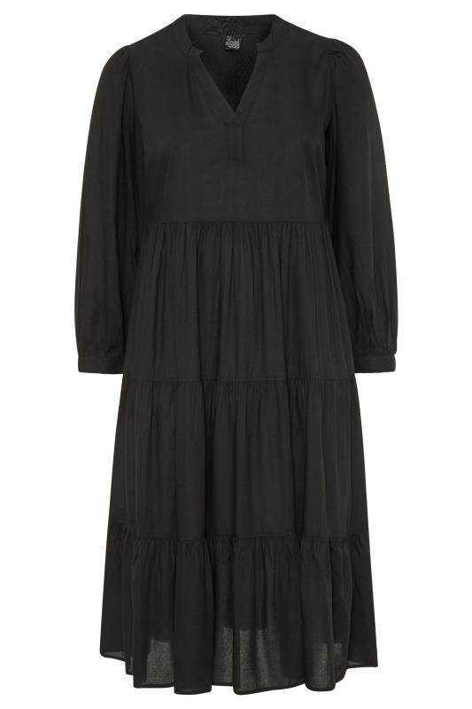 LIMITED COLLECTION Black Tiered Smock Midi Dress | Yours Clothing