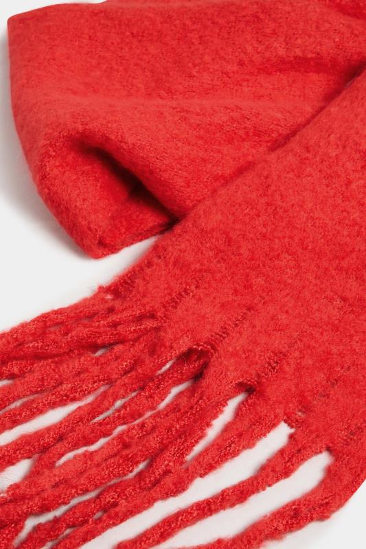Red Super Soft Chunky Tassel Scarf | Yours Clothing 3
