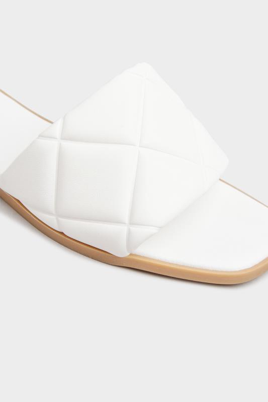 White Quilted Flat Mules in Regular Fit 6