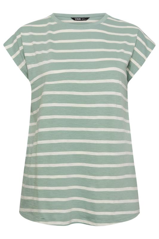 YOURS Plus Size Green & White Stripe Top | Yours Clothing 5