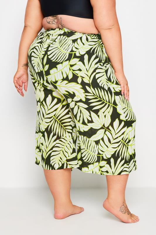 YOURS Plus Size Black & Green Leaf Print Culottes | Yours Clothing 3