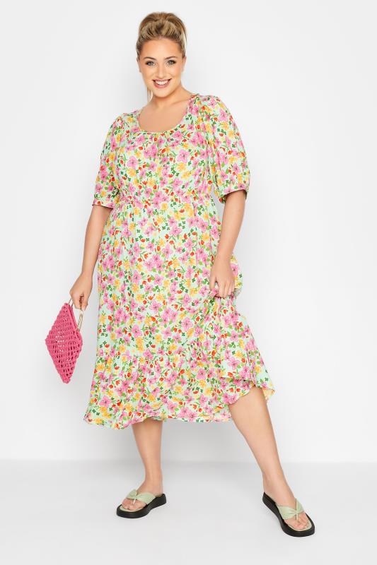 LIMITED COLLECTION Plus Size Mint Green Flora Midaxi Dress | Yours Clothing 1