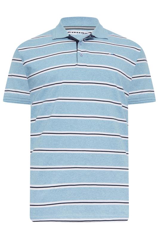 BadRhino Big & Tall Light Blue Stripe Print Polo Shirt | BadRhino 4