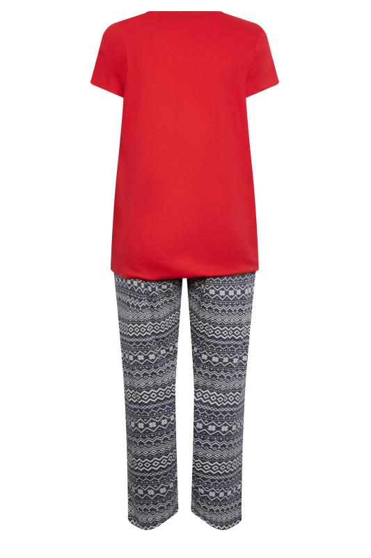 YOURS Plus Size Red 'Cosy Club' Slogan Pyjama Set | Yours Clothing 7