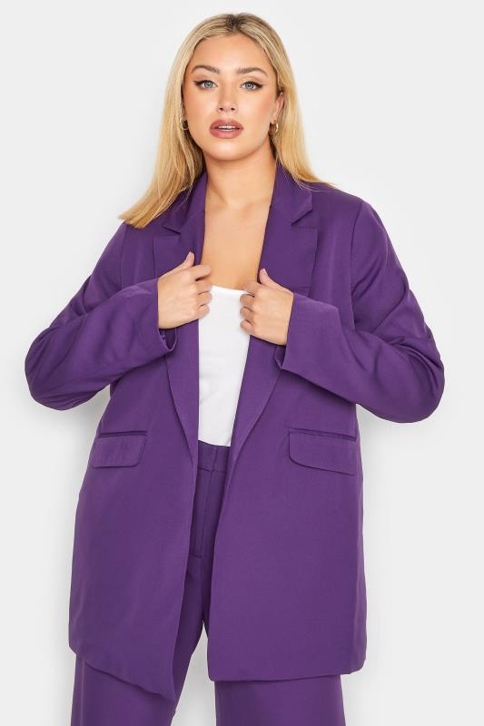 Plus Size Purple Tailored Blazer | Yours Clothing 1