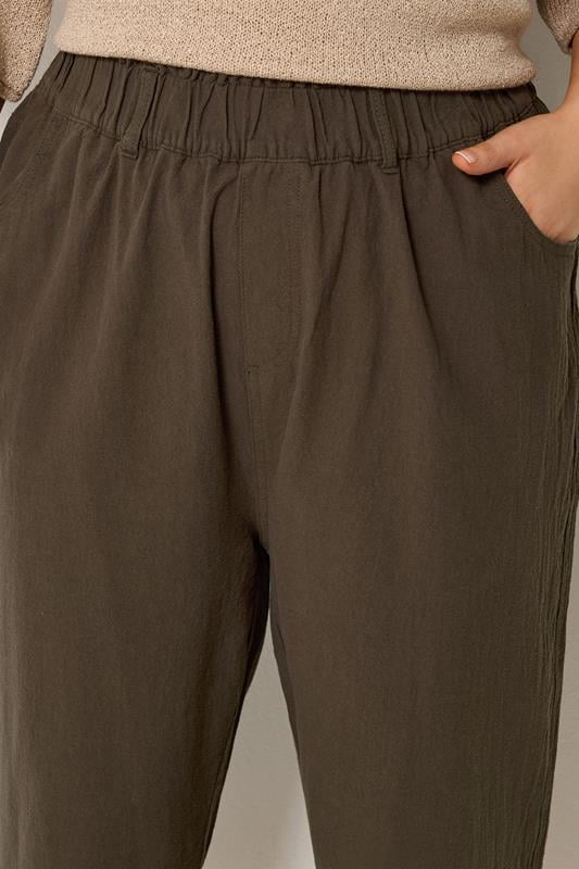 YOURS Plus Size Chocolate Brown Cool Cotton Cropped Trousers | Yours Clothing 4