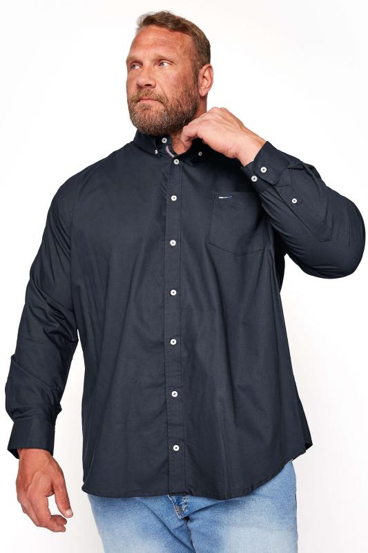 BadRhino Navy Blue Essential Long Sleeve Oxford Shirt | BadRhino 1