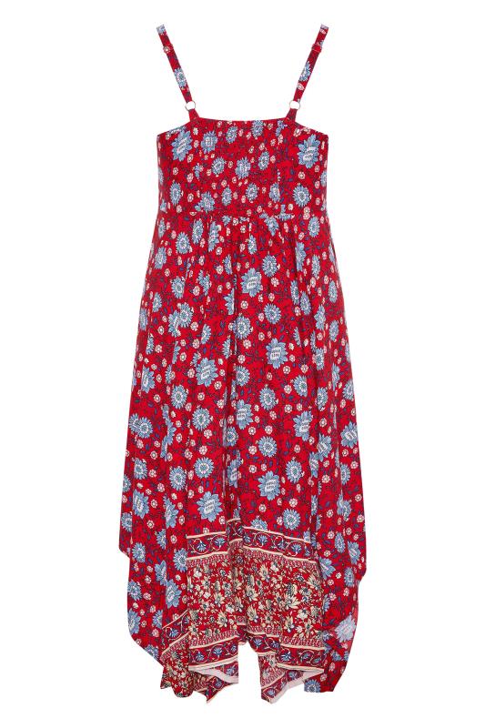 Plus Size Red Floral Hanky Hem Sundress | Yours Clothing 7