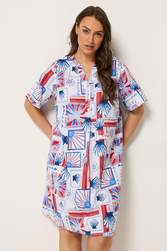YOURS Plus Size White Shell Pleat Front Dress | Yours Clothing 1
