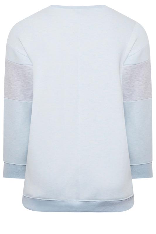 Plus Size Blue 'Los Angeles' Slogan Varsity Sweatshirt | Yours Clothing 7