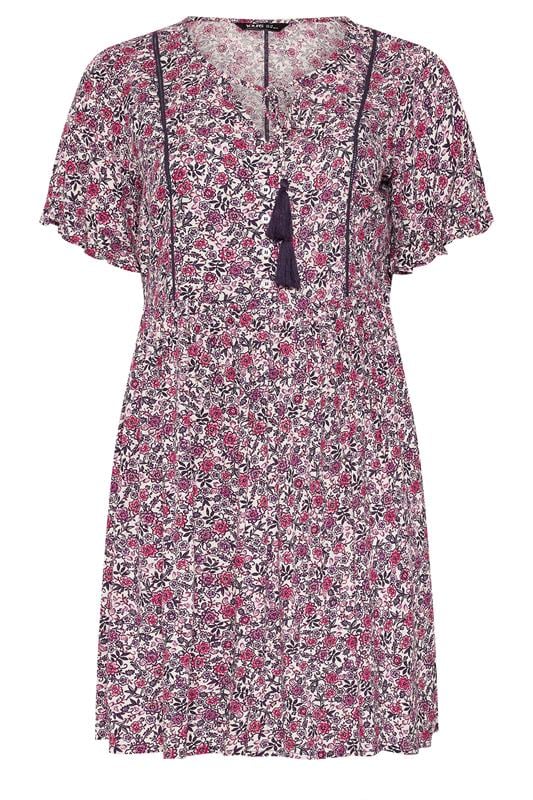 YOURS Plus Size Pink Floral Print Dress | Yours Clothing  5