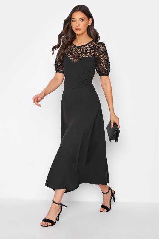 LTS Tall Black Lace Midi Dress 2