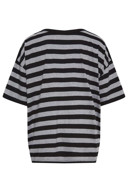 YOURS Plus Size 2 PACK Grey & Grey Stripe Oversized Boxy T-Shirt | Yours Clothing 11