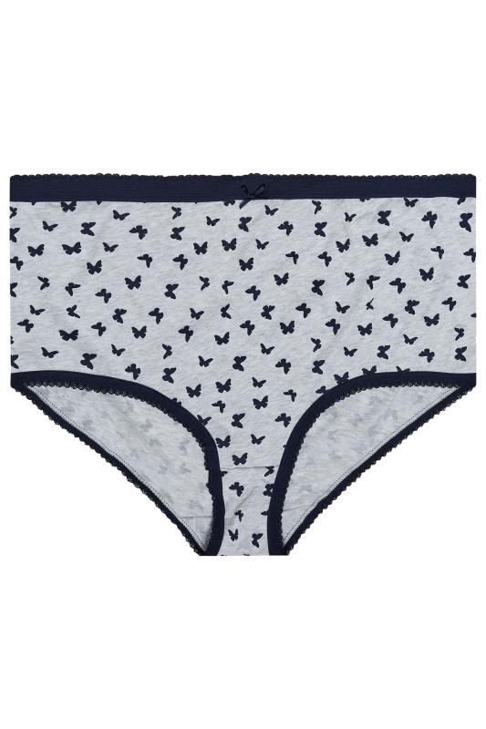 5 PACK Navy Blue Butterfly Print High Waisted Full Briefs | Yours Clothing 4