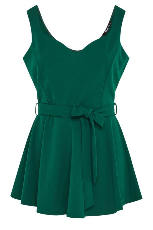 YOURS LONDON Plus Size Green Sleeveless Peplum Top | Yours Clothing 5