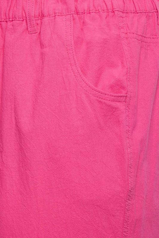 YOURS Curve Plus Size Hot Pink Cotton Cropped Trousers | Yours Clothing  3
