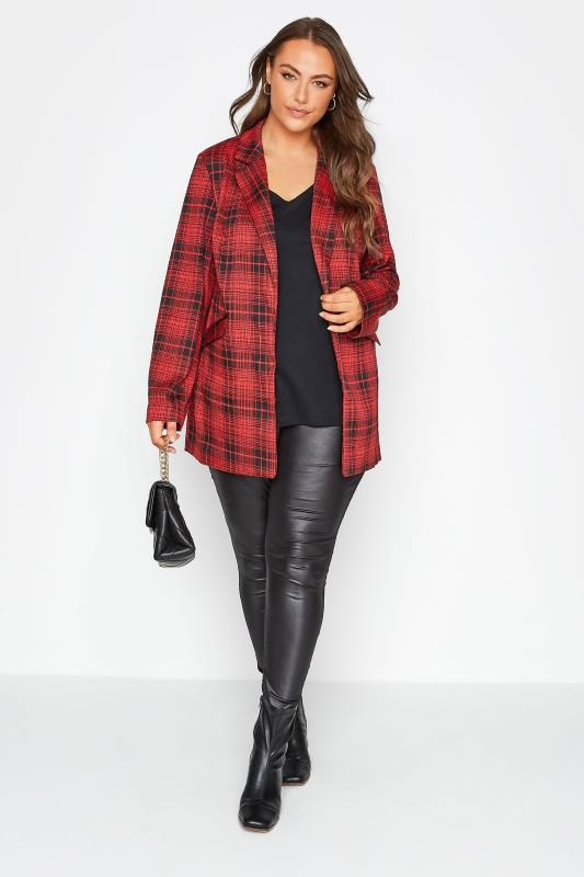 Plus Size Red Check Blazer Jacket | Yours Clothing 2
