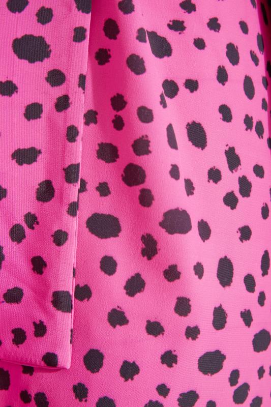 YOURS LONDON Curve Bright Pink Dalmatian Print Split Sleeve Wrap Top_Z.jpg