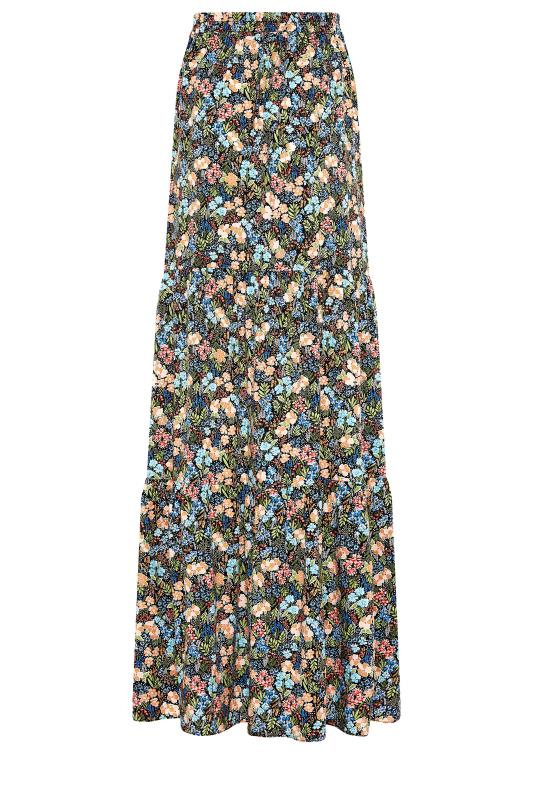 LTS Tall Black Floral Tiered Maxi Skirt 7